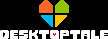 The Desktoptale logo, a pixelart heart split into 4 sectors and colored like the old Windows logo, with the text 'Desktoptale' displayed below in the Undertale logo font.